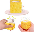 Cheese Squishy Stress Toys Novelty Squeeze Ball Cheese Mouse Squishy Stress Toys Mouse in Cheese Squeeze Fidgets Relieve Stress