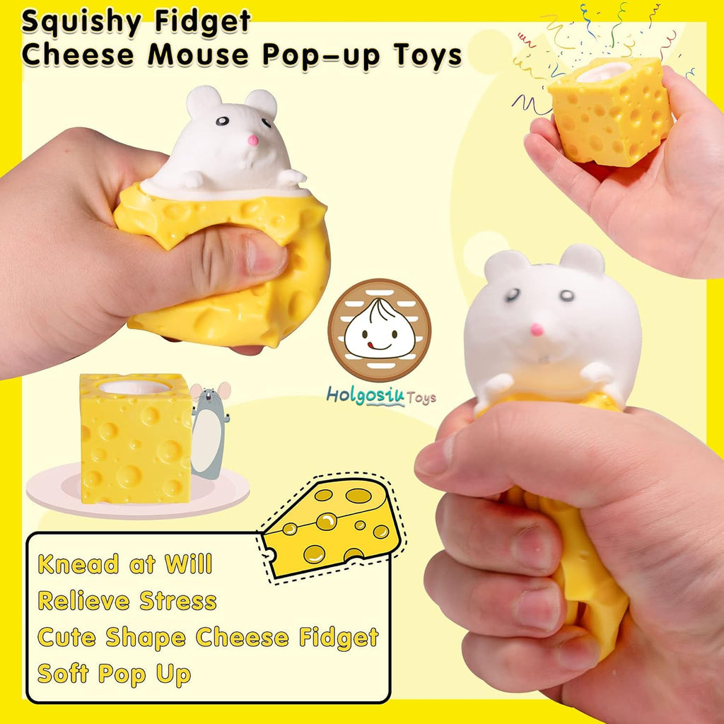 Cheese Squishy Stress Toys Novelty Squeeze Ball Cheese Mouse Squishy Stress Toys Mouse in Cheese Squeeze Fidgets Relieve Stress