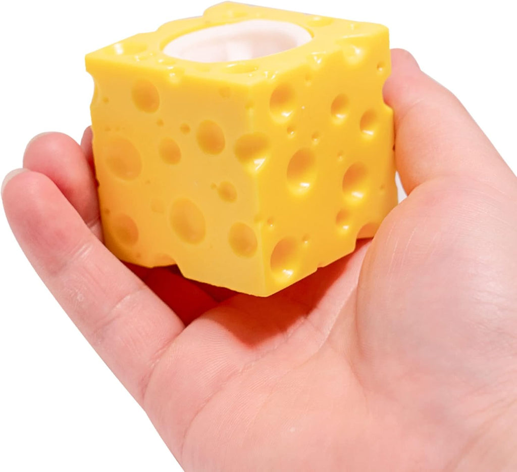 Cheese Squishy Stress Toys Novelty Squeeze Ball Cheese Mouse Squishy Stress Toys Mouse in Cheese Squeeze Fidgets Relieve Stress